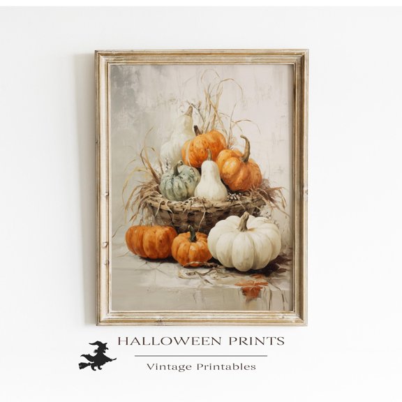 Rustic Autumn Pumpkin Poster Wall Art, Harvest Cottagecore Still Life Kitchen Decor UNFRAMED Poster, Wall Art for Decor, Present, 8x12