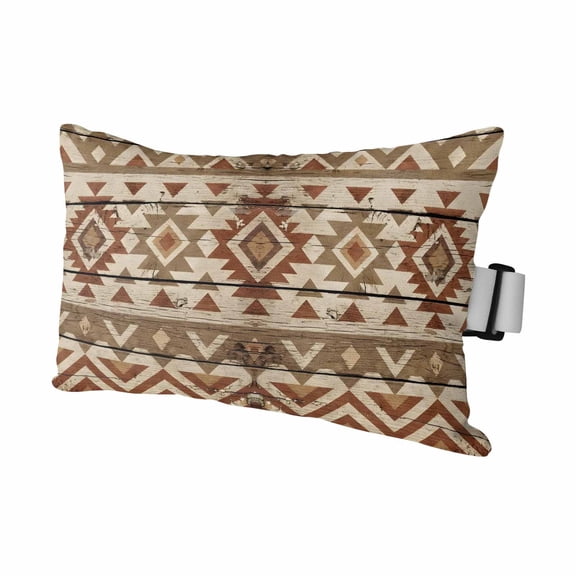 Rustic Aztec Style Pattern Outdoor Pillow for Chaise Lounge Chair,Southwestern Geometric Art Waterproof Headrest Lumbar Pillows with Insert&Elastic Strap for Patio Pool Garden Chairs Decor,1 Pack