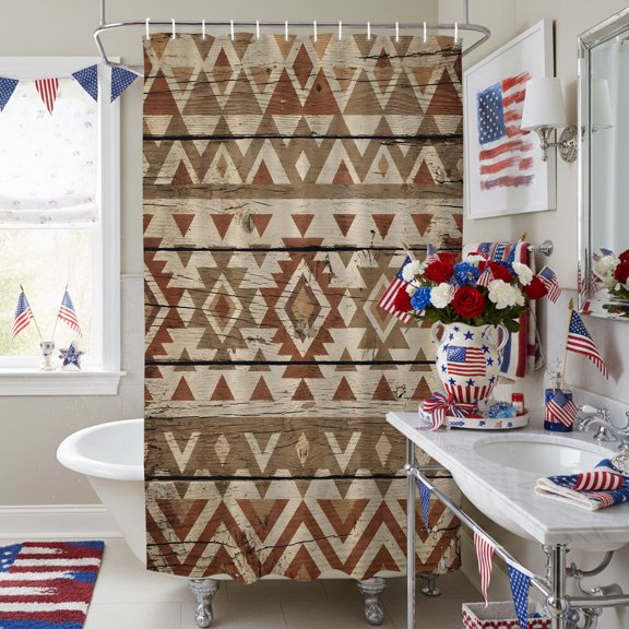 Rustic Aztec Style Pattern Shower Curtain for Bathroom, Southwestern Geometric Art Waterproof Shower Curtains Washable Quick Dry with Hooks Bathtub Curtains 36x72IN