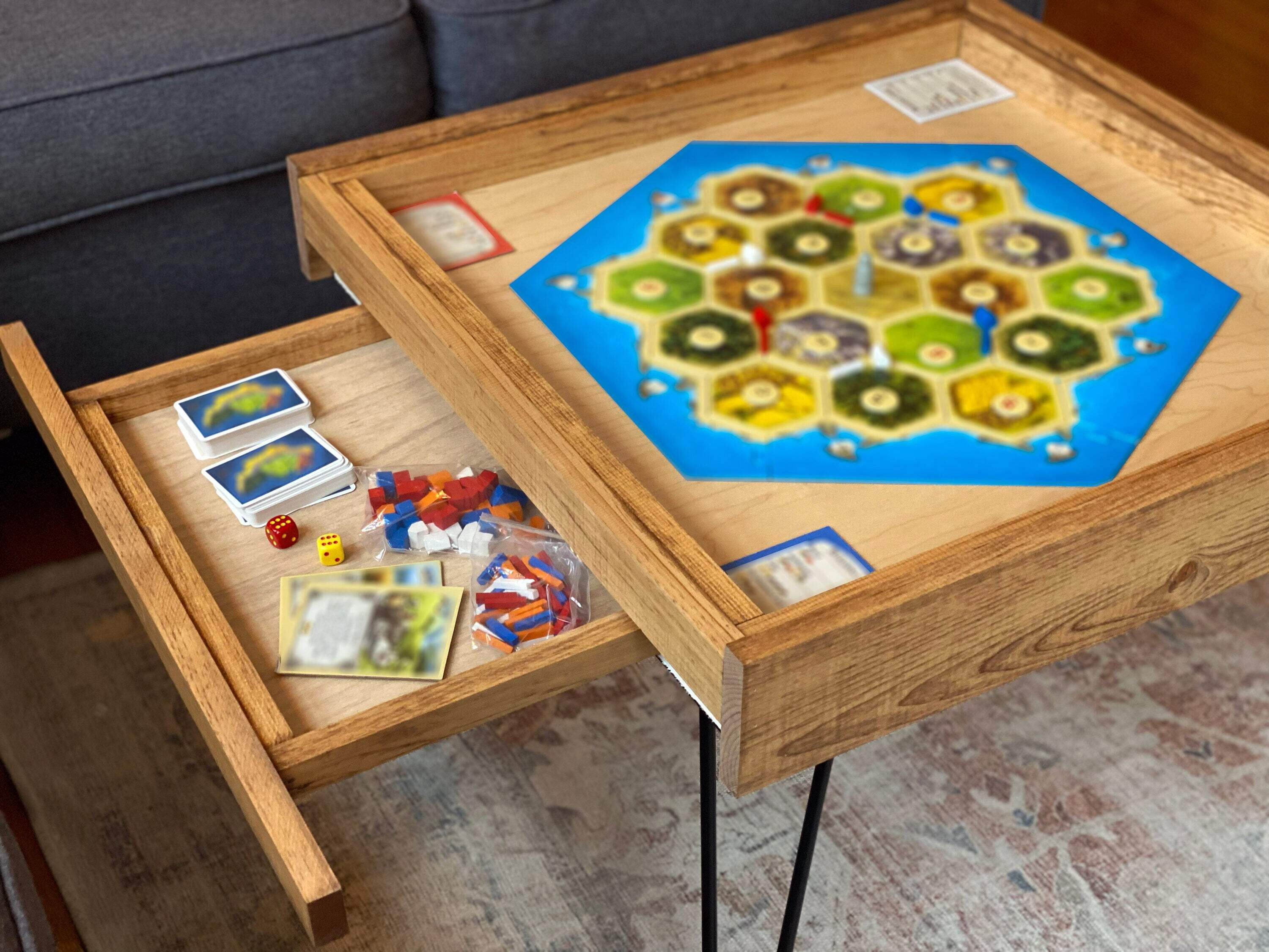 Rustic BYO Board Game Table with Removable Tempered Glass Top and