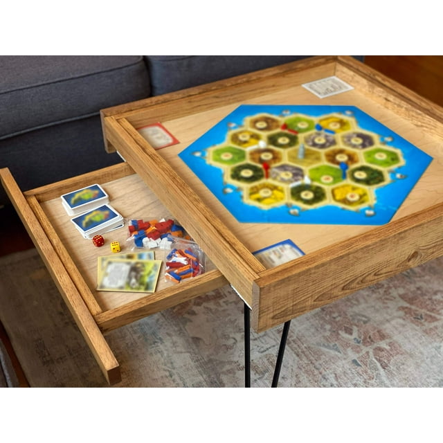 Rustic BYO Board Game Table with Removable Tempered Glass Top and