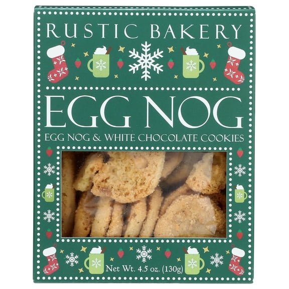 Rustic Bakery Egg Nog Cookies, Egg Nog & White Chocolate, 4.5 Ounce Box