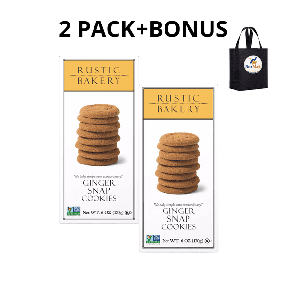 Rustic Bakery Ginger Snap Cookies 6 oz 2 PK+ Bonus
