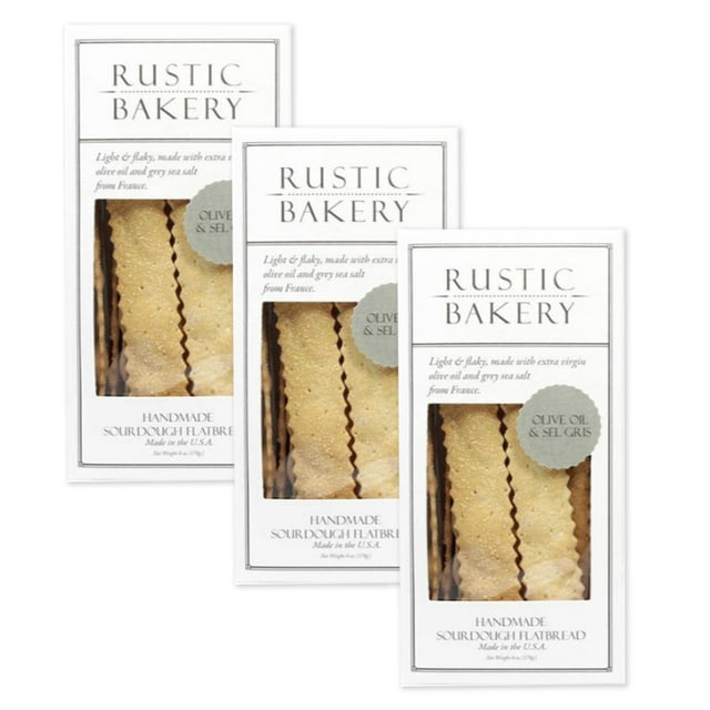 Rustic Bakery Gourmet Flatbread Crackers 6oz (Olive Oil Sel Gris, 3