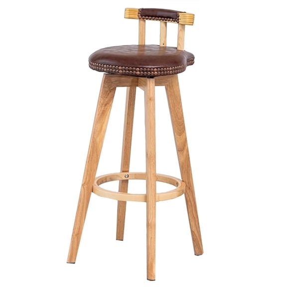 Rustic Bar Stools With Wood Frame Swivel Dressing Table Bar Stools With Soft Padded Seat Low-back Upholstered Kitchen Reception Counter Chairs For Restaurant, Easy Assembly