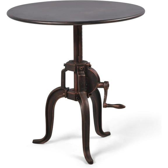 Rustic Bar Table Small Bistro Table 19.7-25.6inch Height Adjustable Vintage Side Table in Living Room Cast Iron Metal Swivel Tabletop