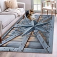 thumbnail image 1 of Rustic Barn Door Area Rugs 3x5 ft Vintage Grey Blue Star Berry Grey Wood Board Washable Rug Non Slip Indoor Carpet Absorbent Floor Mat for Living Room Bedroom Dining Room, 1 of 9