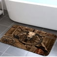 thumbnail image 1 of Rustic Barn Door Bath Rugs for Bathroom, Farmhouse Bull Skull Bathroom Rug Bath Mat Set Floor Mats, Hunting Lodge Cabin Western Vintage Country Wood Boarden Doormat, Cute Bath Mats, 15.7X23.6in, 1 of 4