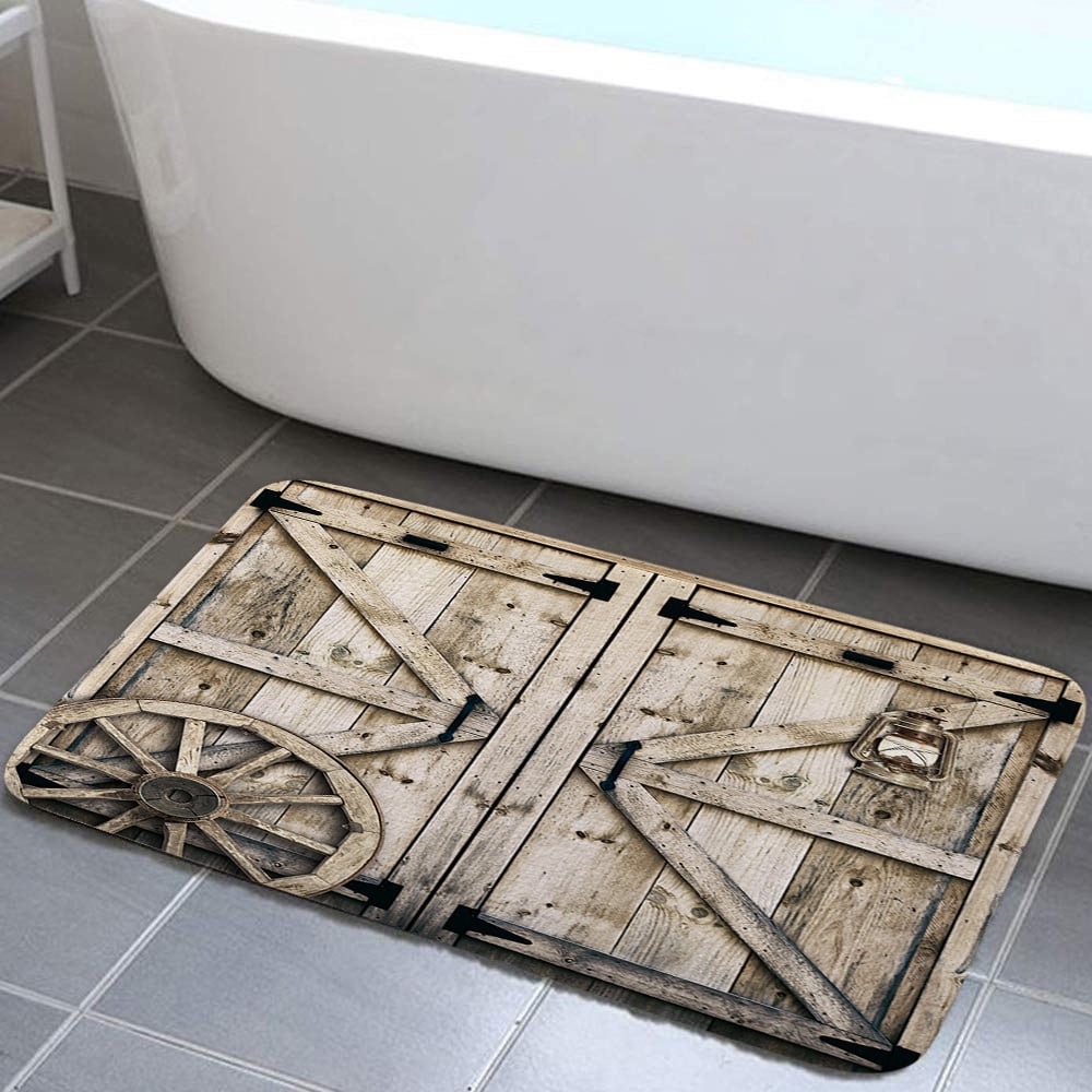 Rustic Barn Door Bathroom Rug, Farmhouse Wooden Vintage Weatern American Style  Country Woodland Bath Mat Bathroom Accessories Old Garage Door Farm Retro Bathroom  Accessories Mat, 17X48in - Walmart.com, image size:1000x1000