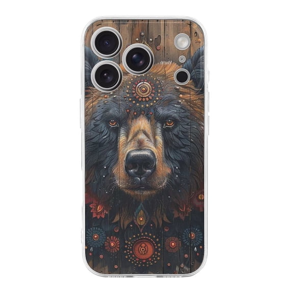 Rustic Barn Door Bear Phone Case Compatible with iPhone 17 Pro TPU Transparent Shockproof Cover