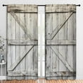 thumbnail image 1 of Rustic Barn Door Blackout Curtains For Boys Girl Bedroom Home Decor, White Vintage Farmhouse Wood Door Thermal Insulated Rod Pocket Darkening Living Room Window Drapes 26"W x 45"L (Pack of 2), 1 of 5