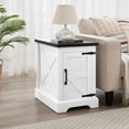 thumbnail image 1 of Rustic Barn Door End Table Nightstand with Adjustable Shelf, Farmhouse Side Table in White & Black 21.65x15.75x23.94 Inches, 1 of 10