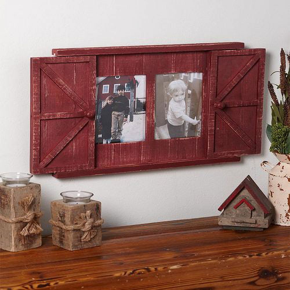 Rustic Barn Door Photo Frame, Country Red