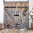 thumbnail image 1 of Rustic Barn Door Shower Curtain 72Wx72H Inch Farmhouse Lavender Country Wooden Vintage Plank Western Farm Retro Old Gate Wood Wheel Bathroom Decor Fabric Polyester Waterproof 12 Pack Hooks, 1 of 6