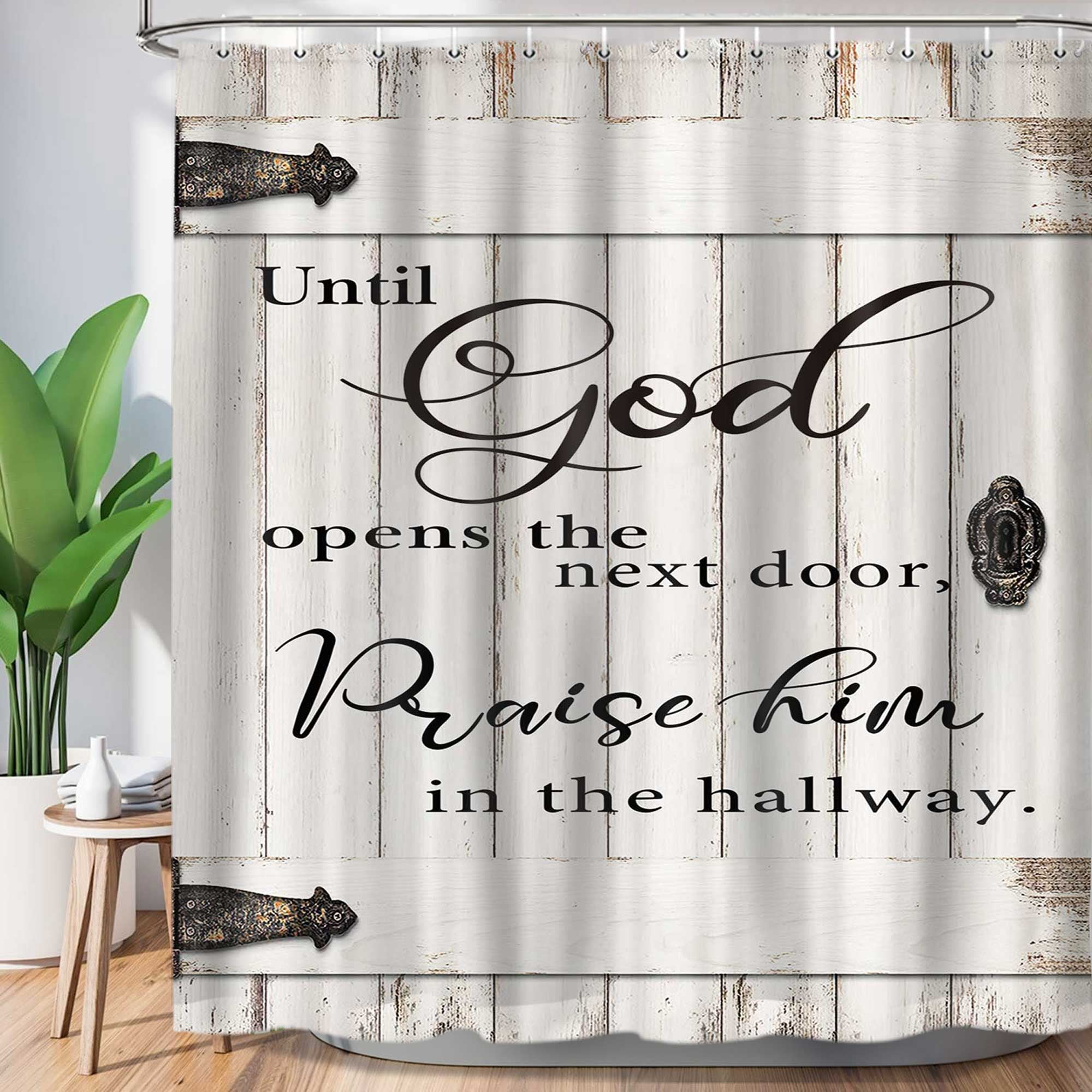 Rustic Barn Door Shower Curtain, Inspirational Shower Curtain With