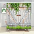 thumbnail image 1 of Rustic Barn Door Shower Curtain, Old Wooden Garage Cabin Vintage Farmhouse Country Barn Door Green Leaves Vine Design, Spring Barnwood Decor Cloth Fabric Bathroom Curtains with Hooks, 70X70in, 1 of 5