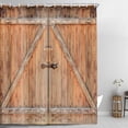 thumbnail image 1 of Rustic Barn Door Shower Curtain, Vintage Wooden Old Planks Bath Curtain for Bathroom Decor Farmhouse Themed, Wood Looking Western Country Shower Curtain Set with Hooks 69X70inch, 1 of 3