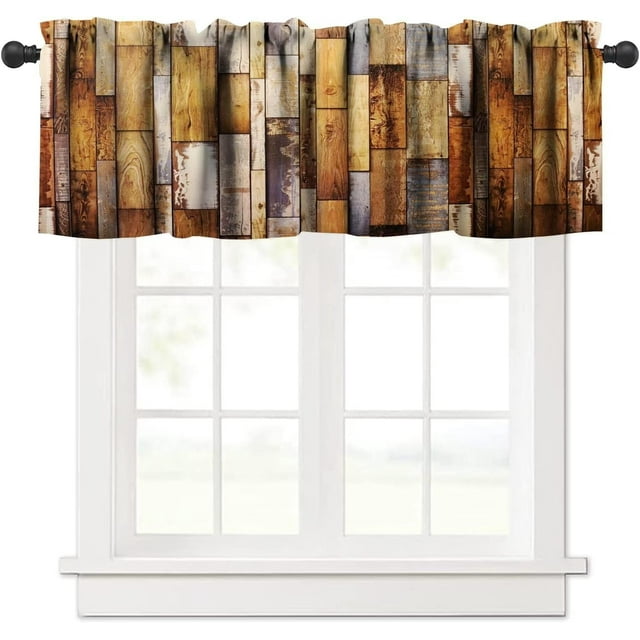 Rustic Barn Door Valance Curtain Colorful Farmhouse Wooden Western Wood