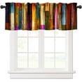 thumbnail image 1 of Rustic Barn Door Valance, Farmhouse Western Wood Cabin Country Garage Wooden Board Texture Blackout Short Curtains for Kitchen Bedroom Living Room, 54x18in, 1 of 5