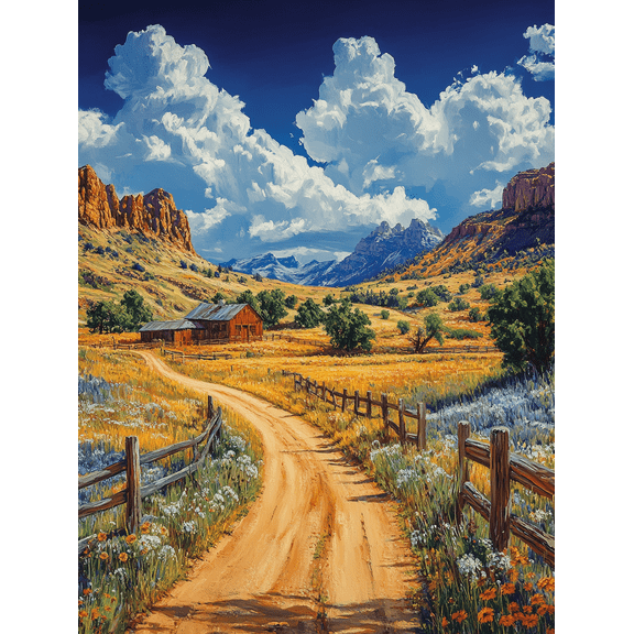 Rustic Barn Landscape Canvas Wall Art Perfect for Farmhouses Living RoomsRanch Style Decor and Western Themed Interiors.