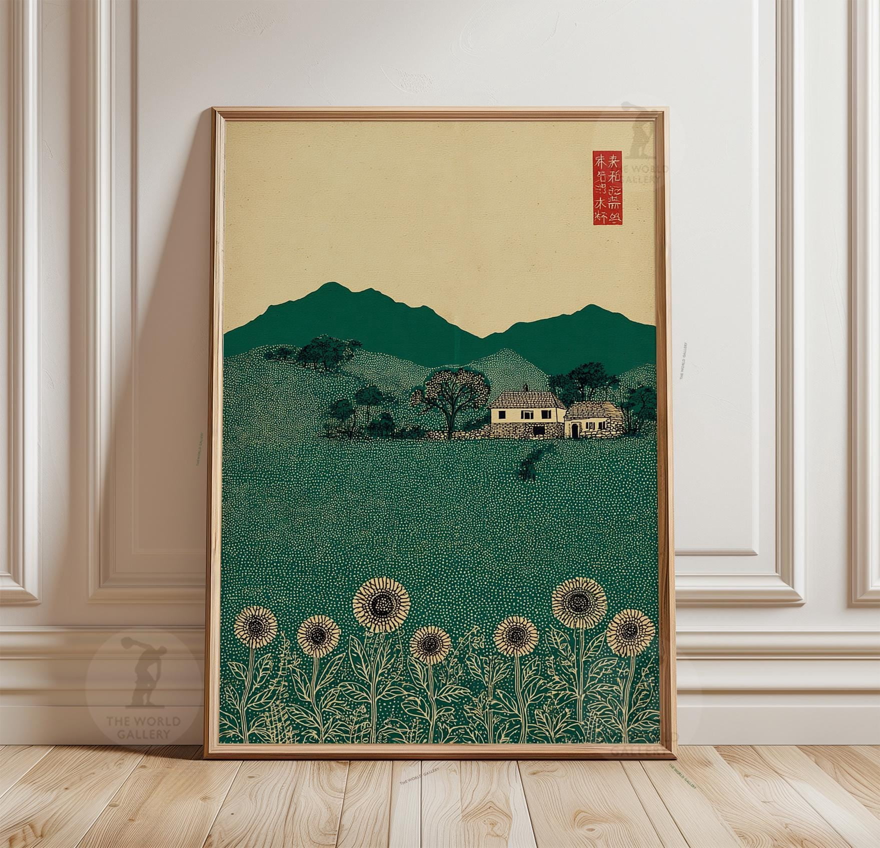 Barn Secene Rustic Barn Landscape Poster, Rolling Hills Print, Floral Field Art ...