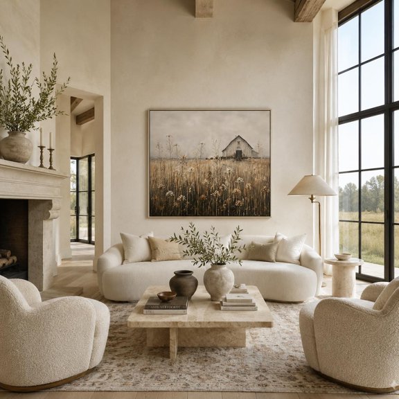 Rustic Barn Meadow Wall Art Print