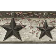 Rustic Barn Star Ennis Grey Wallpaper Border PUR44601b