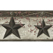Rustic Barn Star Ennis Grey Wallpaper Border PUR44601b
