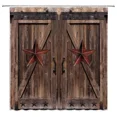 thumbnail image 1 of Rustic Barn Star on Wooden Door Shower Curtain Western Texas Star and Primitive Berries on Country Wooden Plank Bathroom Curtain, 1 of 5