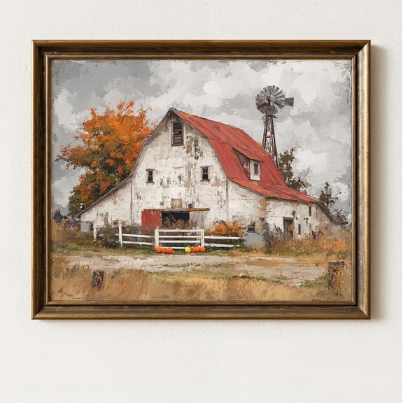 Rustic Barn Wall Art Autumn Farm Landscape, Vintage Country Scene, Print Poster Fall Wall Art, Cottagecore Decor, Farmhouse 248, Size 16x24 UNFFRAMED F03.1.6l3290