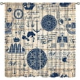 thumbnail image 1 of Rustic Barn Wood Panel Curtains, Ocean Nautical Anchor Compass Sailboat Ancient Words Quotes, Bedroom Living Room Decorative Curtains, Set of 2 Panels,52X84 Inch, 1 of 6