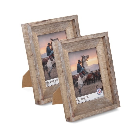 Rustic Barnwood Picture Frames 4x6 - Set of 2 - Natural Reclaimed Wood Real Glass - Handcrafted Vintage Distressed, 1 3/4" Frame Width