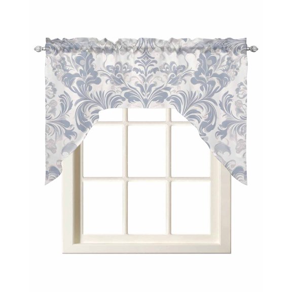 Rustic Baroque Kitchen Swag Valances for Windows, Vintage Country Scroll Floral Patterned Swag Valances Curtains for Living Room, Rod Pocket Window Treatments for Bathroom, Bedroom, Cafe, 56"x36"