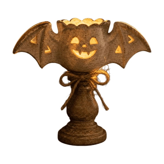 Rustic Bat Wing Pumpkin Tealight Candle Holder, Farmhouse Halloween Pumpkin Tea Light Candle Holders Decor, Fall Tables Centerpieces for Thanksgiving & Halloween Party