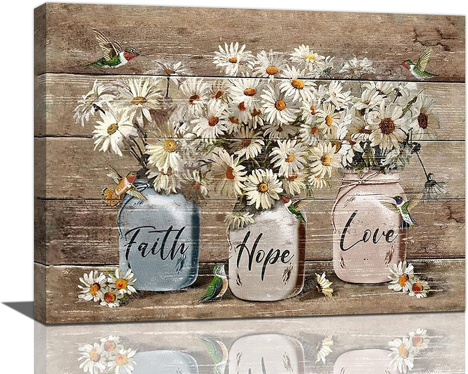Rustic Bathroom Canvas Wall Art Farmhouse Bathroom Flower Daisy ...