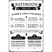 Rustic Bathroom Rules Sign Vintage Bath Metal Wall Art Farmhouse Restroom Wall Decor Toilet Decorations 8X12Inch
