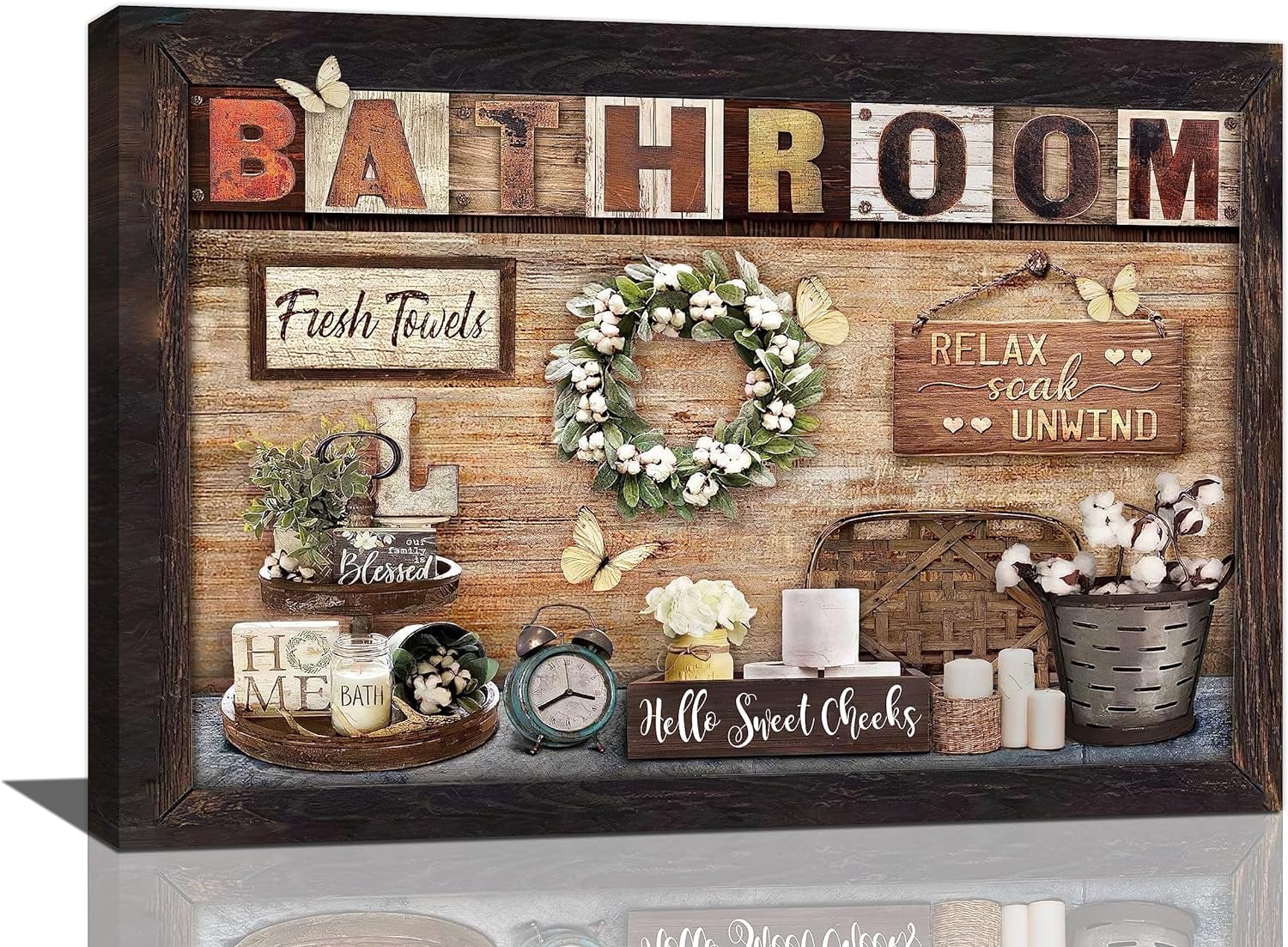 Rustic Bathroom Wall Art Farmhouse Bathroom Pictures Wall Decor Cotton ...