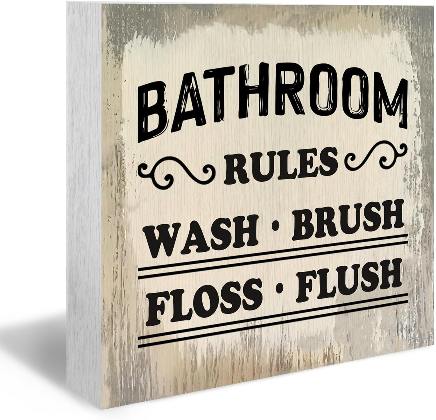 Rustic Bathroom Wood Box Sign Bathroom Desk Shelf Decor Bathroom Rules ...