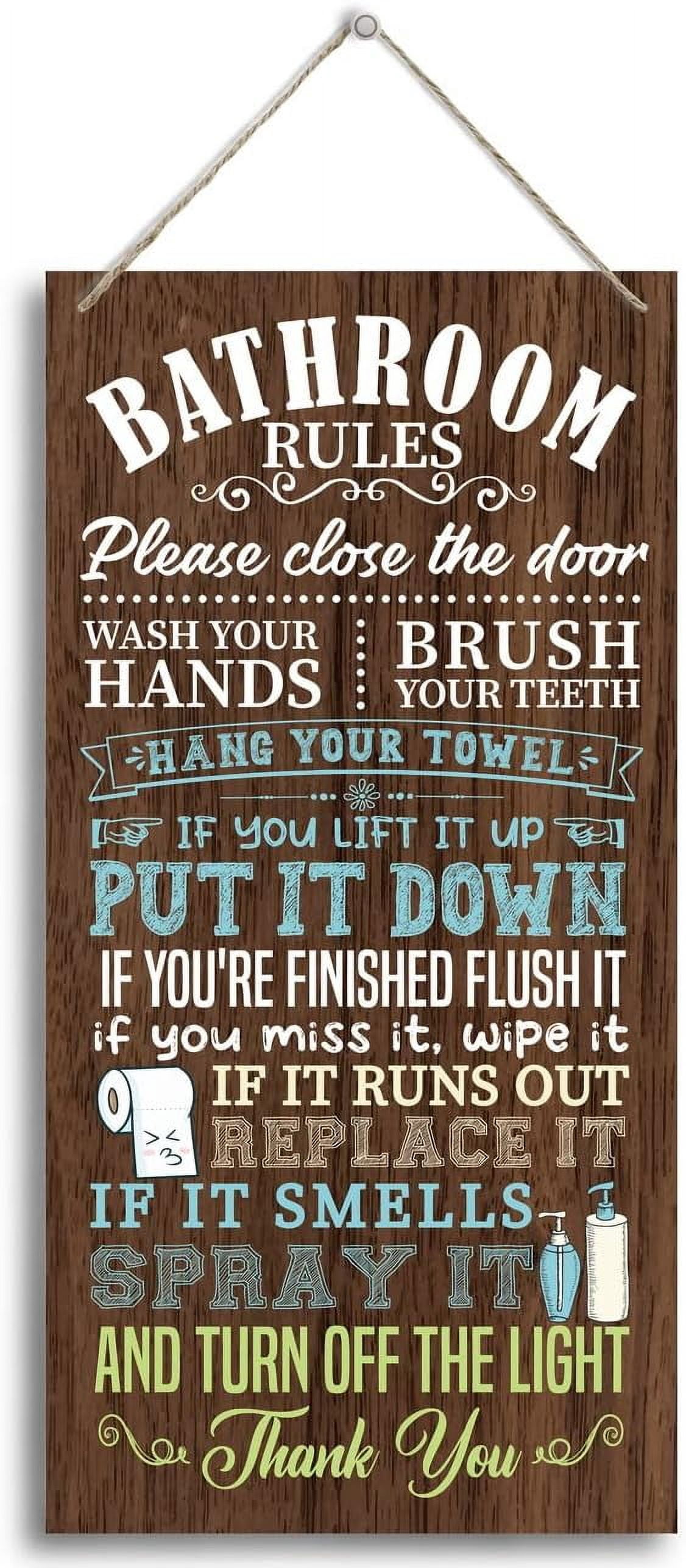 Rustic Bathroom Wooden Sign - Our Aim is to Keep This Bathroom Clean ...