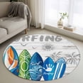 thumbnail image 1 of Rustic Beach Round Area Rug 3Ft Washable Small Circle Rugs for Kitchen Entryway, Tropical Surfboard Palm Tree Wooden Grain Non-Slip Carpet Floor Mats Indoor Outdoor Carpet Runner Aesthetic Home Decor, 1 of 8