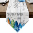 thumbnail image 1 of Rustic Beach Table Runner Linen Burlap Table Runner 90 Inches Long Tropical Surfboard Palm Tree Wooden Grain Dresser Scarves for Kitchen Island Coffee Dining Room Party Wedding Holiday Decor 13"x90", 1 of 8