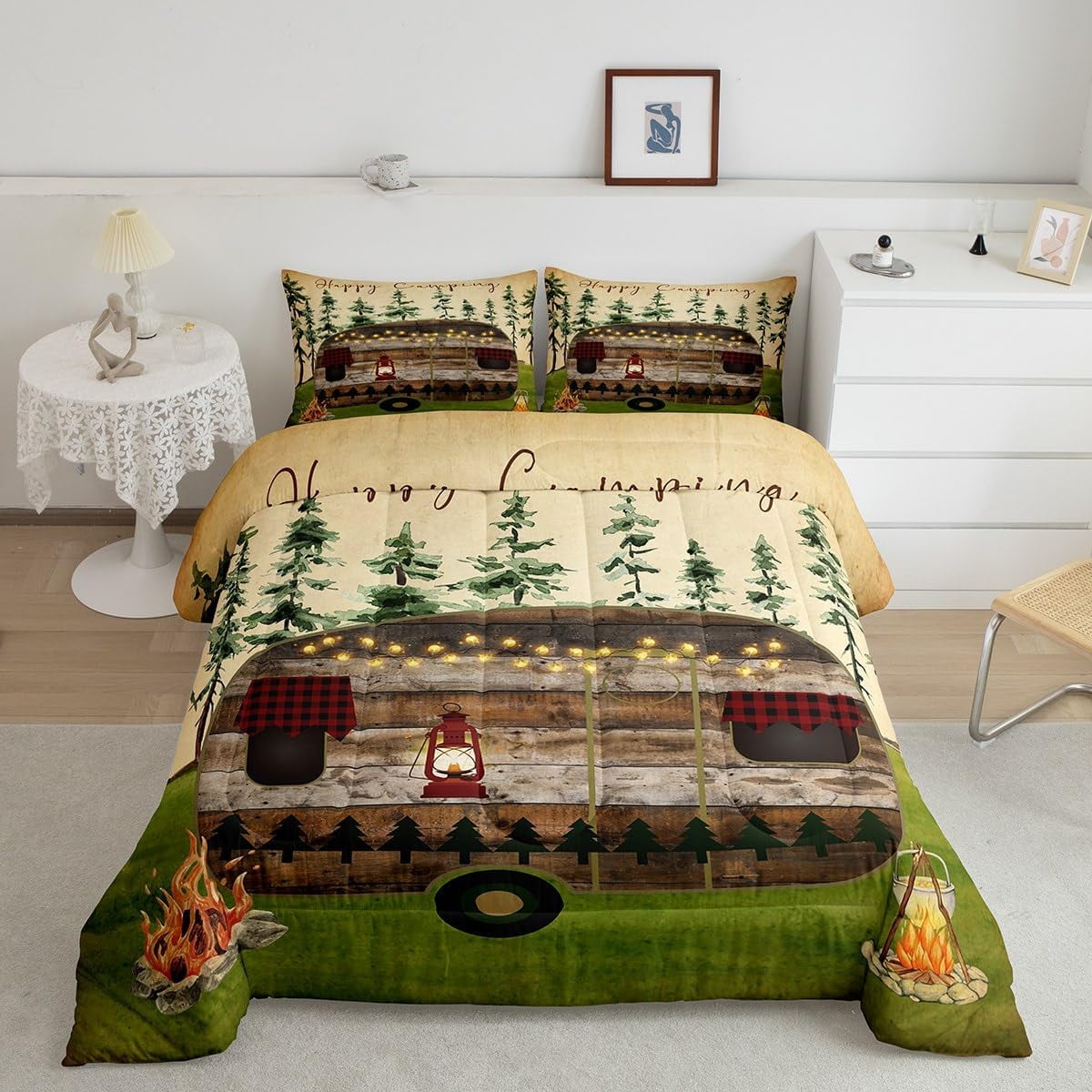Rustic Bear Bedding Set King Size Farmhouse Moose Elk Deer Comforter