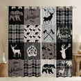 thumbnail image 1 of Rustic Bear Curtains & Drapes, Hunting Deer Elk Curtains Western Woodland Bear Blackout Curtains Lodge Cabin Decor, Checkered Buffalo Grid Claw Window Treatments 42"Wx90"L 2 Panels, Brown Grey, 1 of 5
