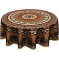 thumbnail image 1 of Rustic Bear Deer Tablecloth Round 60 Inch Ethnic Geometric Circular Waterproof Table Cover for Party Picnic Kitchen Indoor Outdoor Decor, 1 of 6