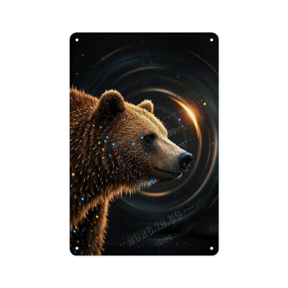Rustic Bear Metal Sign 12x16 Inch Vintage Black Bear Wall Sign for Cabin Decor, Outdoor Room, or Nature-Inspired Space
