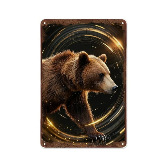 Rustic Bear Metal Sign 12x16 Inch Vintage Wildlife Wall Decor for Cabin, Hunting Lodge, or Bar | Perfect Father's Day or Birthday Gift for Outdoorsmen and Nature Lovers