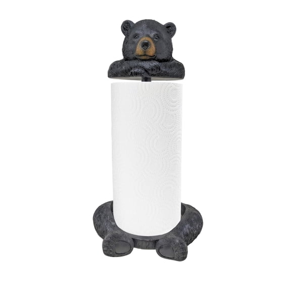 Rustic Bear Paper Towel Holder - Charming Woodland Decor for Cabin & Lodge Kitchens - Durable Resin and Metal Build, Quick Assembly, Ideal Wildlife-Themed Gift for Nature Lovers