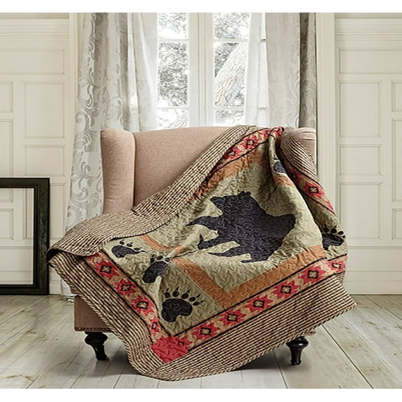 Rustic Bear Paw Quilt Throw Blanket