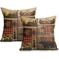 thumbnail image 1 of Rustic Bear Pillow Covers 16x16 inch Square Cotton Country Deer Pillow Covers Indoor and Outdoor Throw Pillow Covers Decorative for Couch/Bed/Living Room (Pack of 2), 1 of 6