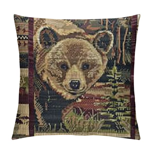 Rustic Bear Pillow Covers  Country Deer Pillow Covers Indoor and Outdoor Throw Pillow Covers Decorative for Couch/Bed/Living Room